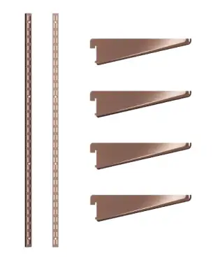 Click Here To Enlarge This Photo Of KTSAC04/48 Rothley Twin Slot Shelving Kit In Antique Copper 120mm Brackets (x4) & 1220mm Uprights (x2)