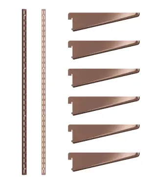 Click Here To Enlarge This Photo Of KTSAC10/78 Rothley Twin Slot Shelving Kit In Antique Copper 270mm Brackets (x6) & 1980mm Uprights (x2)