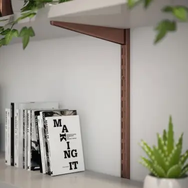Click Here To Enlarge This Photo Of KTSBC04/48 Rothley Twin Slot Shelving Kit In Bright Copper 120mm Brackets (x4) & 1220mm Uprights (x2)