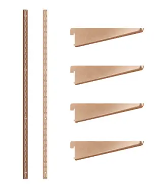 Click Here To Enlarge This Photo Of KTSBC04/48 Rothley Twin Slot Shelving Kit In Bright Copper 120mm Brackets (x4) & 1220mm Uprights (x2)