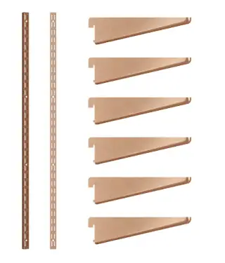 Click Here To Enlarge This Photo Of KTSBC08/78 Rothley Twin Slot Shelving Kit In Bright Copper 220mm Brackets (x6) & 1980mm Uprights (x2)