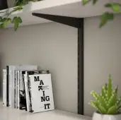 KTSMB04/48 Rothley Twin Slot Shelving Kit In Matt Black 120mm Brackets (x4) & 1220mm Uprights (x2)