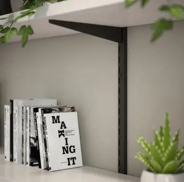 Click Here To Enlarge This Photo Of KTSMB08/48 Rothley Twin Slot Shelving Kit In Matt Black 220mm Brackets (x4) & 1220mm Uprights (x2)