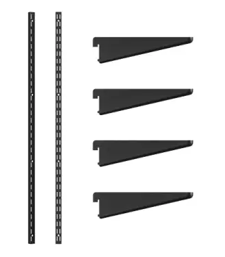 Click Here To Enlarge This Photo Of KTSMB10/48 Rothley Twin Slot Shelving Kit In Matt Black 270mm Brackets (x4) & 1220mm Uprights (x2)