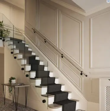 Click Here To Enlarge This Photo Of KDMB3600 Rothley Wooden 'Baroque' Handrail Kit (3 x 1.2mtr) Drift Wood with Matt Black Fittings (Internal Only)