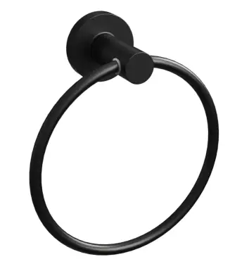 Click Here To Enlarge This Photo Of BTR10MB Rothley Round Towel Ring Matt Black 155mm