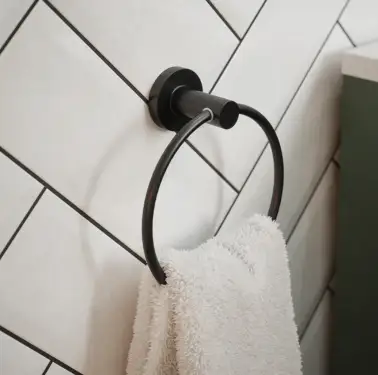 Click Here To Enlarge This Photo Of BTR10MB Rothley Round Towel Ring Matt Black 155mm
