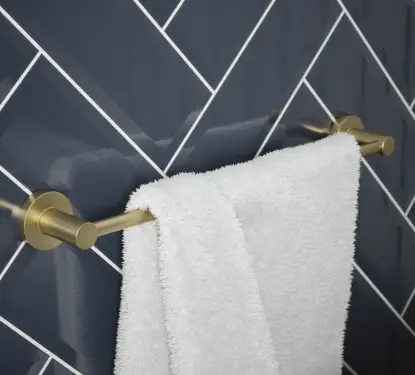 Click Here To Enlarge This Photo Of BTR40BR Rothley Round Towel Rail 450mm Satin Brass