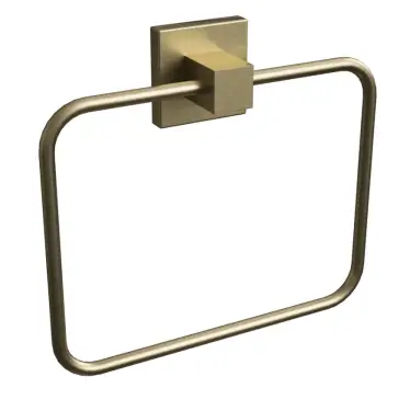 Click Here To Enlarge This Photo Of BTS10BR Rothley Square Towel Ring Satin Brass 150mm x 185mm