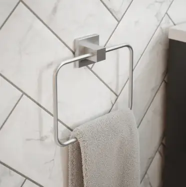 Click Here To Enlarge This Photo Of BTS10SB Rothley Square Towel Ring Brushed Silver 150mm x 185mm