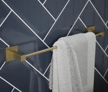 Click Here To Enlarge This Photo Of BTS40BR Rothley Square Towel Rail 450mm Satin Brass
