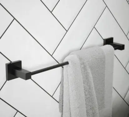 Click Here To Enlarge This Photo Of BTS40MB Rothley Square Towel Rail 450mm Matt Black