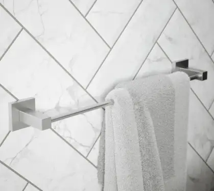 Click Here To Enlarge This Photo Of BTS40SB Rothley Square Towel Rail 450mm Brushed Silver