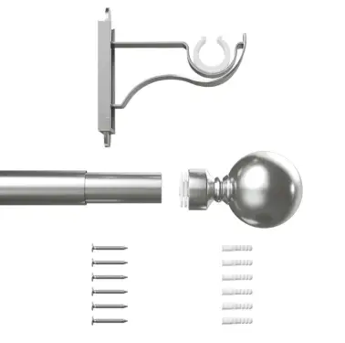 Click Here To Enlarge This Photo Of CELBSSOBS Rothley Extendable Curtain Pole Kit 1650-3000mm Brushed Stainless with Orb