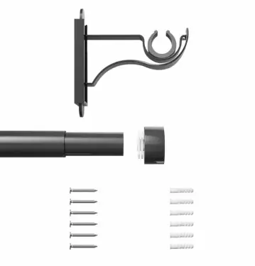 Click Here To Enlarge This Photo Of CEMGMSFGM Rothley Extendable Curtain Pole Kit 1250-2160mm Gun Metal with Stud