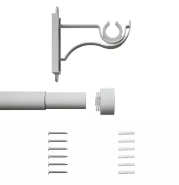 Click Here To Enlarge This Photo Of CEMMWSFMW Rothley Extendable Curtain Pole Kit 1250-2160mm Matt White with Stud
