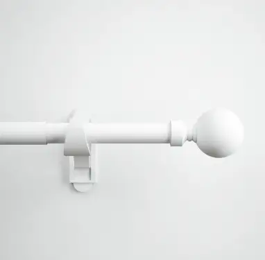 Click Here To Enlarge This Photo Of CEMMWSOMW Rothley Extendable Curtain Pole Kit 1250-2160mm Matt White with Orb