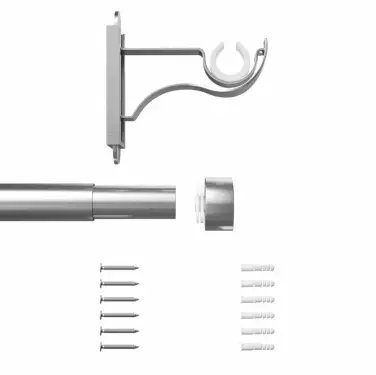 Click Here To Enlarge This Photo Of CESBSSFBS Rothley Extendable Curtain Pole Kit 710-1200mm Brushed Stainless with Stud