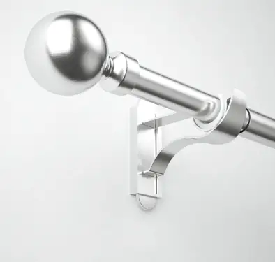 Click Here To Enlarge This Photo Of CESBSSOBS Rothley Extendable Curtain Pole Kit 710-1200mm Brushed Stainless with Orb