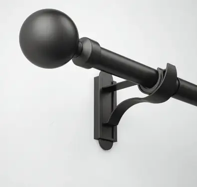 Click Here To Enlarge This Photo Of CESMBSOMB Rothley Extendable Curtain Pole Kit 710-1200mm Matt Black with Orb