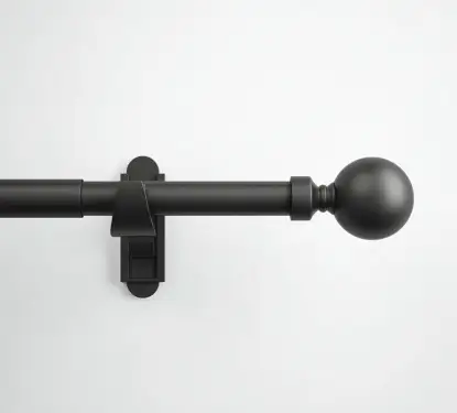Click Here To Enlarge This Photo Of CESMBSOMB Rothley Extendable Curtain Pole Kit 710-1200mm Matt Black with Orb