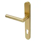 BLU Performance Mitre Lever Door Handle on Backplate (Dual Sprung) 92mm c/c - G316 Stainless Steel, PVD Satin Brass (KM078C-PSB)