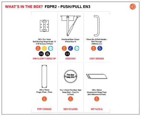 Click Here To Enlarge This Photo Of FDPR2 - Carlisle Brass Eurospec FD30 Residential Fire Door Pack - Push/Pull