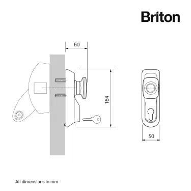 Click Here To Enlarge This Photo Of BRITON 1413.KE.SE Knob Operated Outside Access Device - Silver