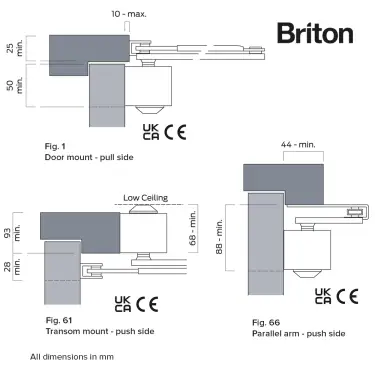 Click Here To Enlarge This Photo Of BRITON 2003V.SES Adjustable Power Size 2-4 Overhead Door Closer - Silver