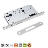 BRITON 5410.60.R.SS DIN Euro Profile Deadlock Case with Radius Corners - 60mm Backset - Satin Stainless Steel