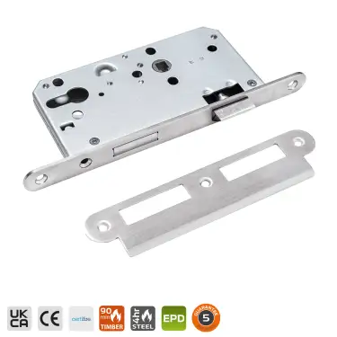 Click Here To Enlarge This Photo Of BRITON 5420.60.R.SS DIN Euro Profile Sashlock Case with Radius Corners - 72mm Centres - 60mm Backset - Satin Stainless Steel