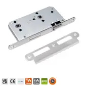 BRITON 5430.60.R.SS DIN Bathroom Lock Case with Radius Corners - 78mm Centres - 60mm Backset - Satin Stainless Steel