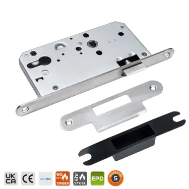 Click Here To Enlarge This Photo Of BRITON 5440.60.R.SS DIN Latch Case with Radius Corners - 60mm Backset - Satin Stainless Steel