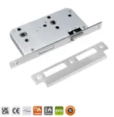 BRITON 5430.60.S.SS DIN Bathroom Lock Case with Square Corners - 78mm Centres - 60mm Backset - Satin Stainless Steel