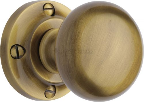 Click Here To Enlarge This Photo Of V980-AT Heritage Brass Mortice Knob on Rose Victoria Design Antique Brass Finish