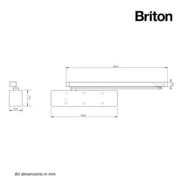 Click Here To Enlarge This Photo Of BRTION 2721BD.T.S.SES Adjustable Power Size 2-5 Slide Arm Cam Action Overhead Door Closer - Silver