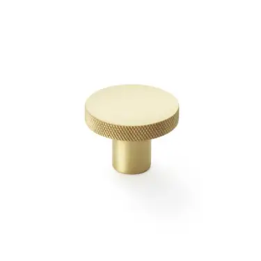 Click Here To Enlarge This Photo Of AW802-38-SB - Alexander & Wilks Hanover Knurled Circular Cupboard Knob 38mm - Satin Brass