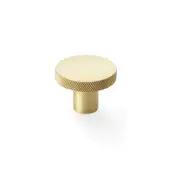 AW802-38-SB - Alexander & Wilks Hanover Knurled Circular Cupboard Knob 38mm - Satin Brass