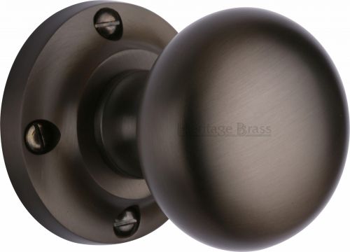 Click Here To Enlarge This Photo Of V980-MB Heritage Brass Mortice Knob on Rose Victoria Design Matt Bronze Finish