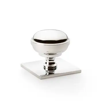 Click Here To Enlarge This Photo Of AW826-38-PNPVD - Alexander & Wilks Quantock Cupboard Knob 38mm on Square Backplate - Polished Nickel PVD