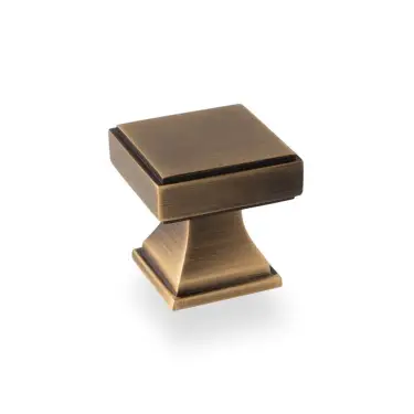 Click Here To Enlarge This Photo Of AW806-30-AB - Alexander & Wilks Jesper Square Cabinet Cupboard Knob - Antique Brass - 30mm