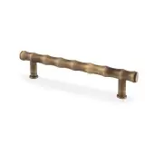 AW809B-128-AB - Alexander & Wilks Crispin Bamboo T-bar Cupboard Pull Handle - Antique Brass - 128mm Centres