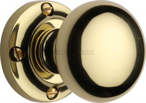 Click Here To Enlarge This Photo Of V980-PB Heritage Brass Mortice Knob on Rose Victoria Design Polished Brass Finish