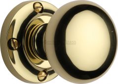 V980-PB Heritage Brass Mortice Knob on Rose Victoria Design Polished Brass Finish