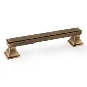 AW813-128-AB - Alexander & Wilks Jesper Square Cabinet Pull Handle - Antique Brass - 128mm Centres