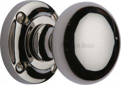 V980-PNF Heritage Brass Mortice Knob on Rose Victoria Design Polished Nickel Finish