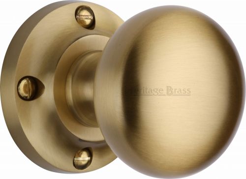 Click Here To Enlarge This Photo Of V980-SB Heritage Brass Mortice Knob on Rose Victoria Design Satin Brass Finish