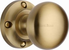 V980-SB Heritage Brass Mortice Knob on Rose Victoria Design Satin Brass Finish