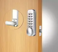 Codelocks CL160 SG Light Duty QuickCode Mechanical Digital Lock with 60mm Tubular Latch & Hold Open Function - Silver