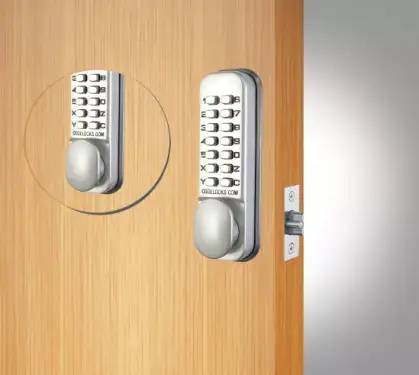 Click Here To Enlarge This Photo Of Codelocks CL190 SG Back to Back Light Duty Mechanical Digital Lock with 60mm Tubular Latch - Silver
